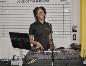 DJ T.O. spins for a new Amazon facility in Blythewood
